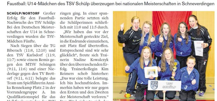 Nachbericht DM U14 aus der Landeszeitung Nachbericht DM U14 aus der Landeszeitung