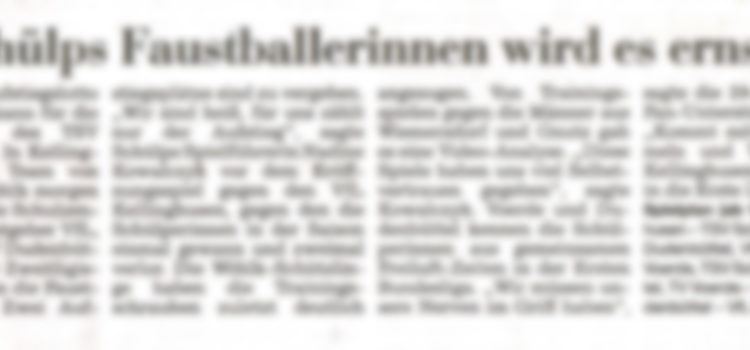 Keine Faustball Berichterstattung mehr in den Kieler Nachrichten Keine Faustball Berichterstattung mehr in den Kieler Nachrichten