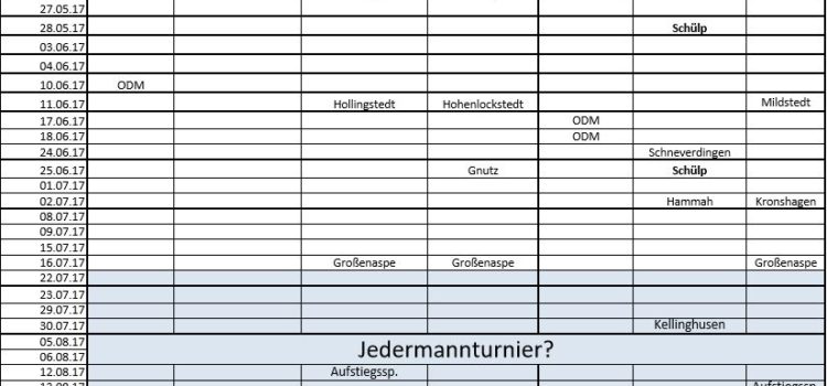 Spieltage für den Sommer stehen (19+) Spieltage für den Sommer stehen (19+)